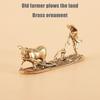 1 Piece Vintage Home Ornament Collection Of Tea Pet Brass Carving Handholds Metal Crafts Old Farmer And Cow Living Room Decor