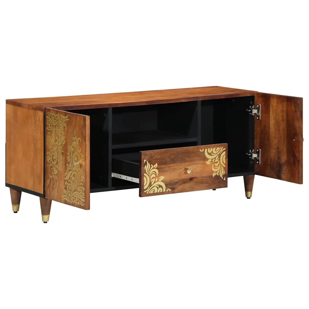 TV Cabinet with Door Honey Brown 105 x 33 x 46 cm Solid Mango Wood