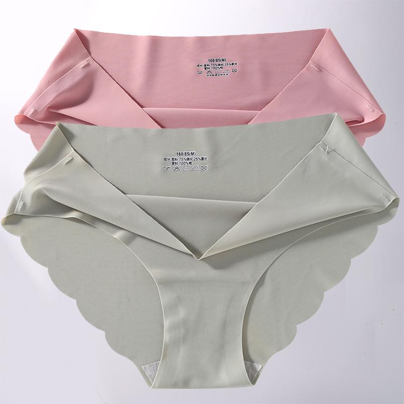 2PCS/Set M-XL Seamless Ice Silk Sexy Women Panties Pantys 7 Solid Colors Breathable Pantys Underwear For Girls Lingerie