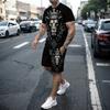 Summer 3d Tiger And Lion Print Men's Round Neck Short-Sleeved T-Shirt Shorts Suit 2-Piece Casual Street Fashion Suit