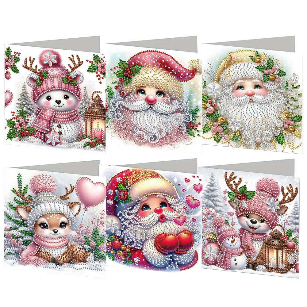 6PCS Christmas DIY Diamond Art Greeting Cards Congratulations Cards & Gifts