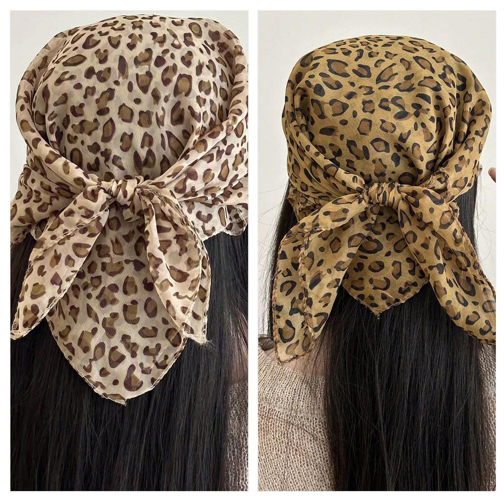 Retros Leopard Print Headscarf Fashionable Women Head Scarf Durability Scarf for Daily Wear