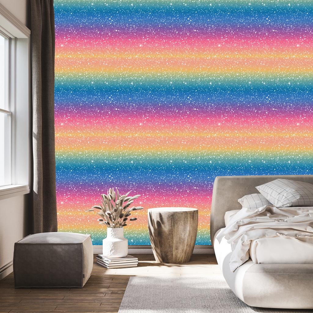 Glitter wallpaper in blue, peach, powder pink and cream 50x1000