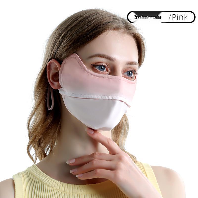 Женская маска для лица от солнца из ледяного шелка с 3D-защитой для глаз - Дышащая, тонкая и румянец для езды на велосипеде на открытом воздухе
