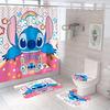4-Piece Cartoon Cute 3D Printing Shower Curtain Bathroom Set Curtain Home Decoration Bathroom Set With Hook