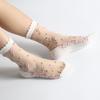 Summer Transparent Glass Silk Bow Boat Socks Thin Ankle Socks Socks Short Sock Crystal Sock