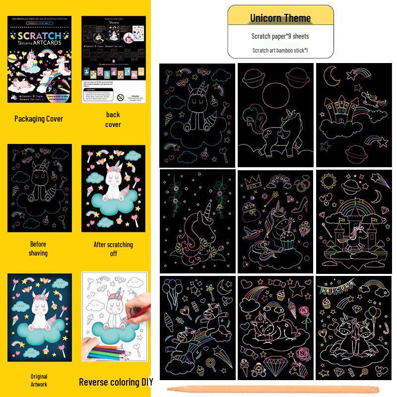 Colorful Scratch Art Set: Cartoon DIY Doodle & Drawing Book for Kids