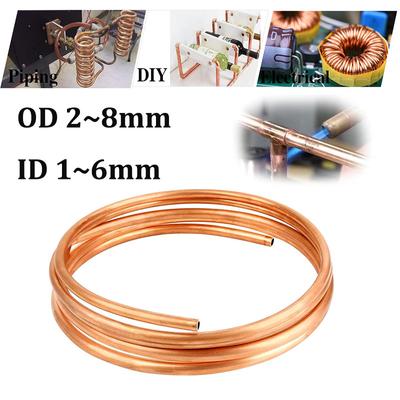 1 м мягкая медная трубка, катушка, наружный диаметр 2 ~ 8 мм, внутренний диаметр 1 ~ 6 мм, чистая медная проволока, труба для кондиционера, охлаждение, поделки своими руками