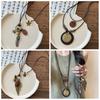 Exquisite Tassel Ethnic Style Necklace Geometric Pu Rope Bohemian Style Choker Wood Leaf Long Sweater Chain Women