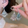 Серебряная Игла Роскошные Серьги-Капли из Стекла с Инкрустацией Стразами и Круглыми Кисточками - Изысканные Высококлассные Серьги
