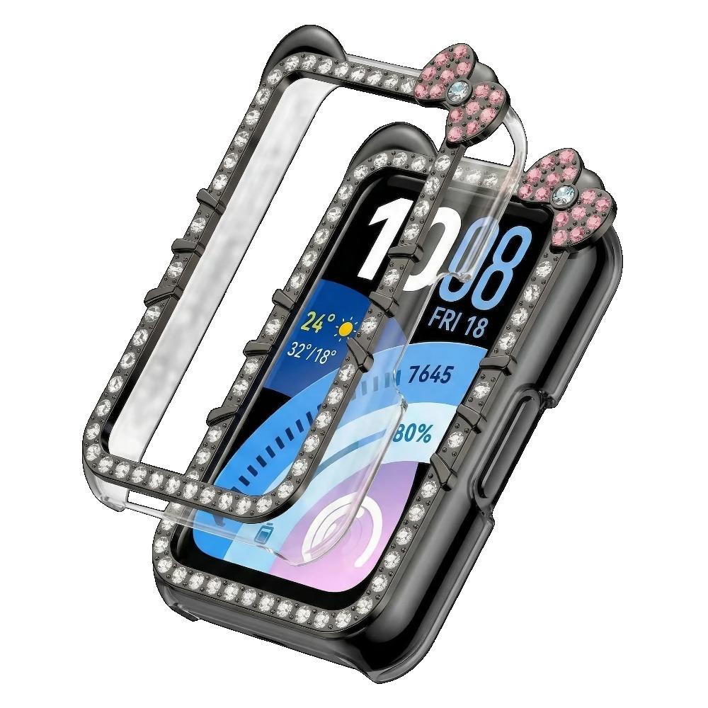 Алмазный Чехол для HUAWEI Band 11 Аксессуары Полностью Защищающий Жесткий Полый PC Бампер Рамка Оболочка Милый КОТ Чехол huawei smart band 11 pro