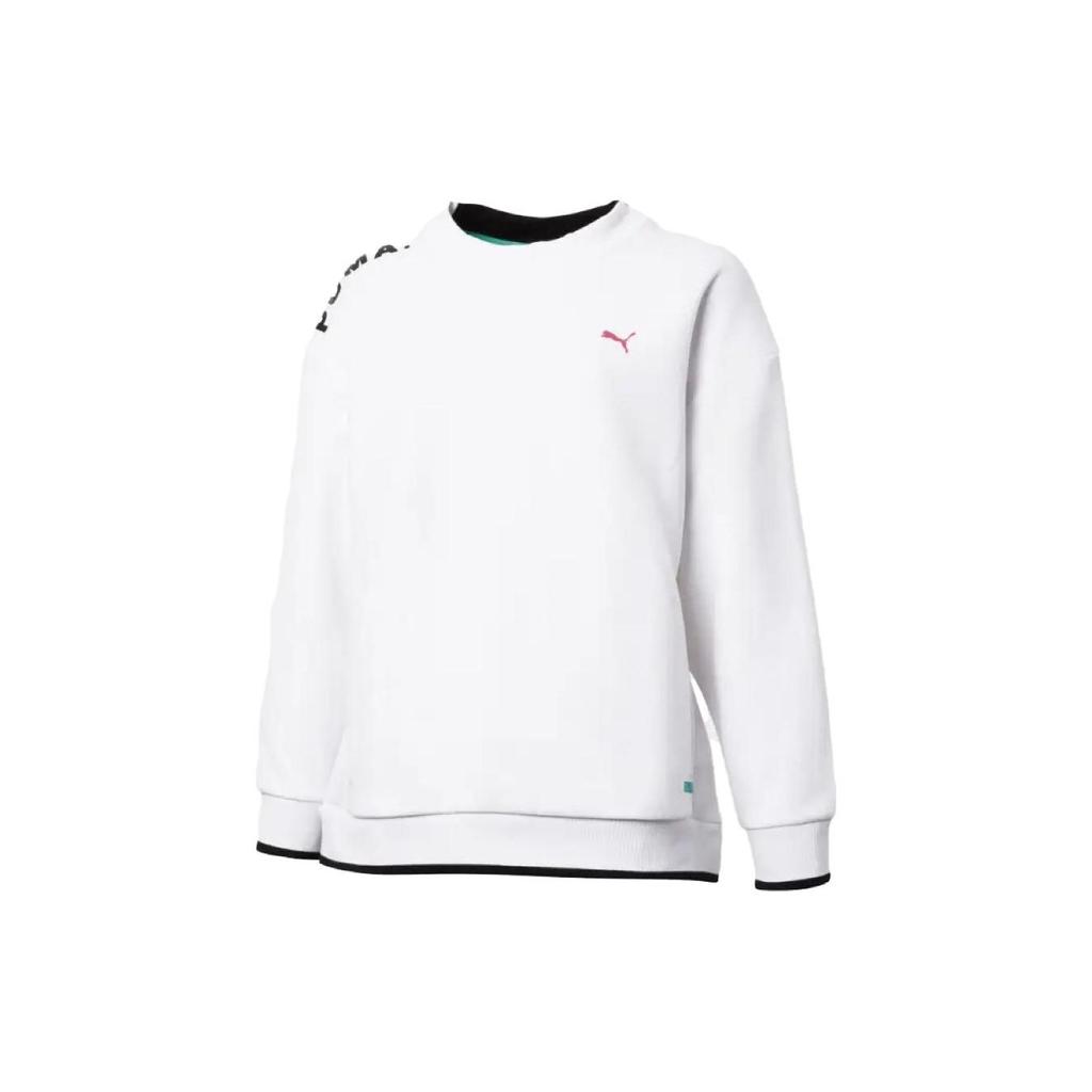 Puma Свитшот с логотипом и буквенным принтом, с круглым вырезом, женский свитшот, белый 577667-02