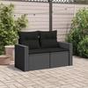VidaXL Canapé de Jardin avec Coussins 2 Places, Siège avec Dossier, Meuble de Patio Arrière-cour Terrasse Extérieur, Noir 365989