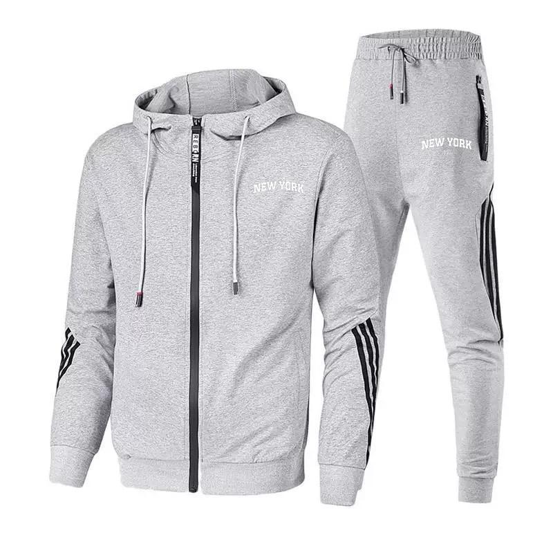 New York 199X Print Women's Zipper Sports Suit Athletic Tracksuit Zipper Suits Hooded Jacket and Sweatpants 2 Pieces Set
