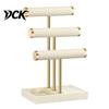Jewelry Display Rack 3 Tier Velvet Organizer, T-shaped Holder for Bracelet, Easy Assembly Organizer Necklaces Rings, & Earrings, Stand with