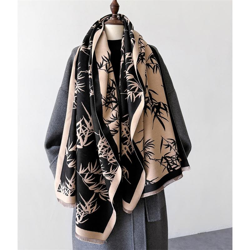 Luxury Brand Cashmere Women Floral Scarf Winter Warm Shawl and Wrap Bandana Pashmina Female Foulard Square Thick Blanket Poncho