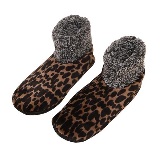 1 Pair Women Leopard Floor Socks Autumn Winter Non-slip Men Women Soft Fluffy Thick