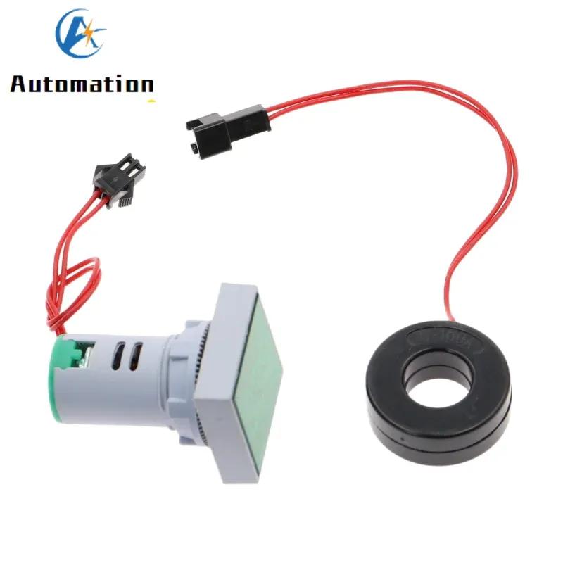 22MM 0-100A Digital Ammeter Current Meter/Voltage Meters Indicator Led Lamp Square Signal Light AC20-500V