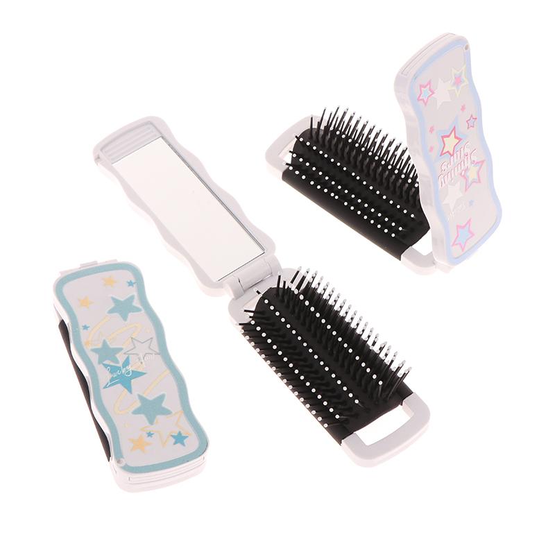 Мини-щетка для волос, складная массажная расческа, массаж головы, антистатическая портативная дорожная щетка для волос, расчески для волос для девочек с зеркалом
