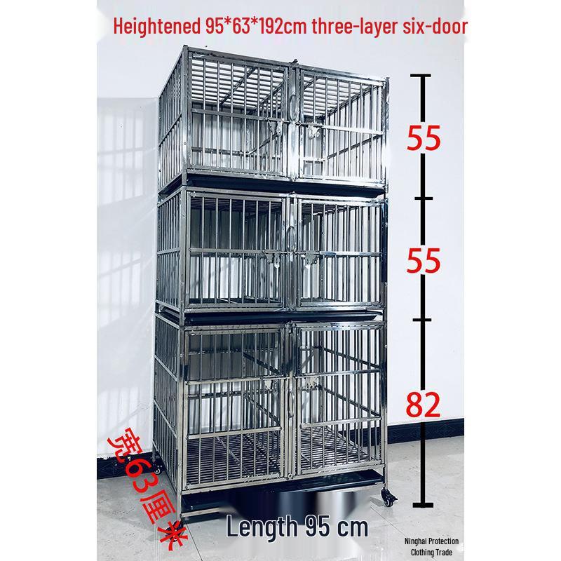 Stainless Steel Multi-Layer Dog Cage for Small to Medium Dogs - Parent-Child Design, Ideal for Pet Shops & Boarding