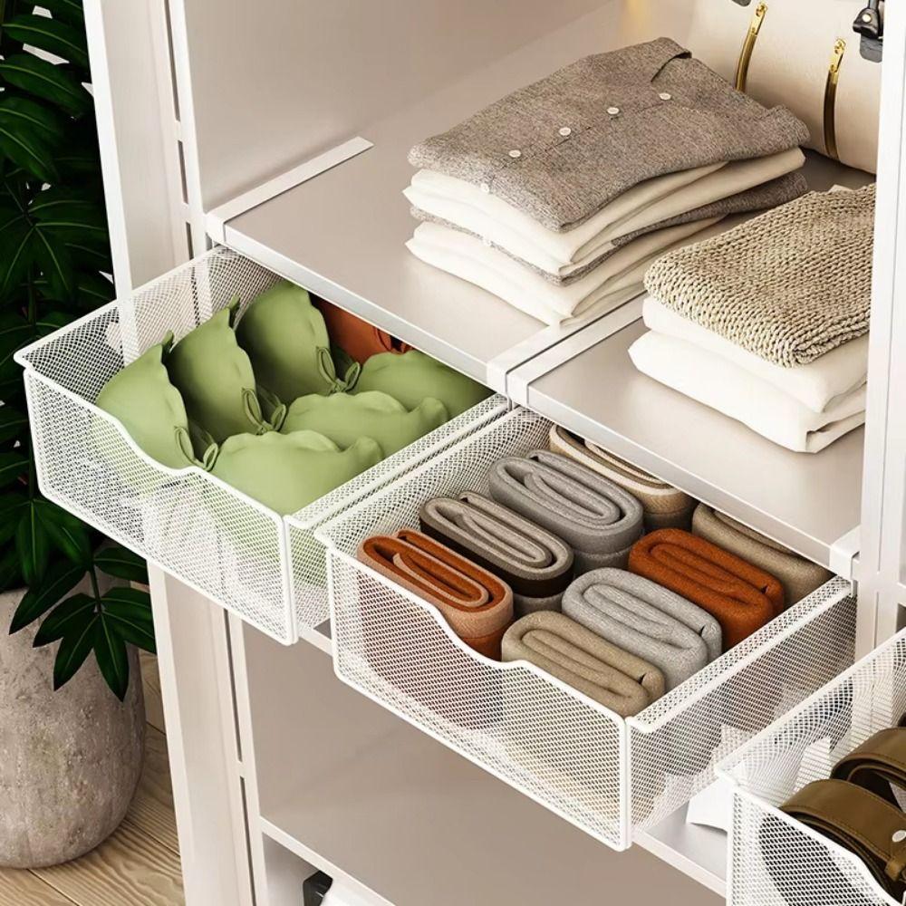 Divided Cabinet Mesh Drawer Breathable Wardrobe Clothes Organizer Closet Hanging Basket Socks