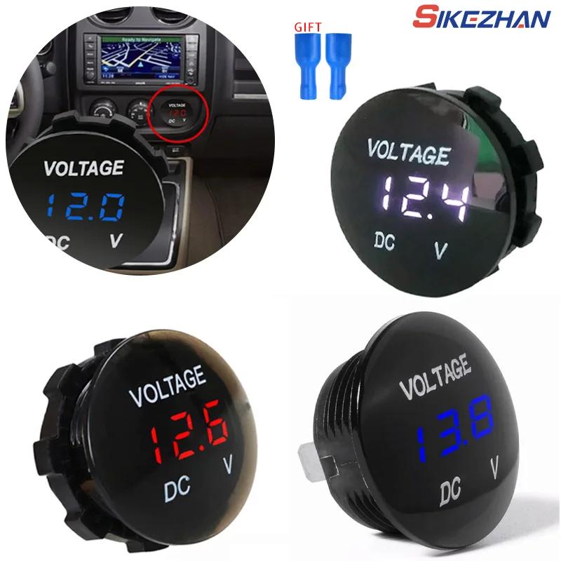 Мини Круглый Водонепроницаемый Мотоцикл Лодка DC5V-48V Светодиодная Панель Цифровой Вольтметр Тестер Монитор Дисплей Вольтметр