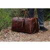 Buffalo Leather Duffle Bag: Handmade Burgundy Weekender Holdall