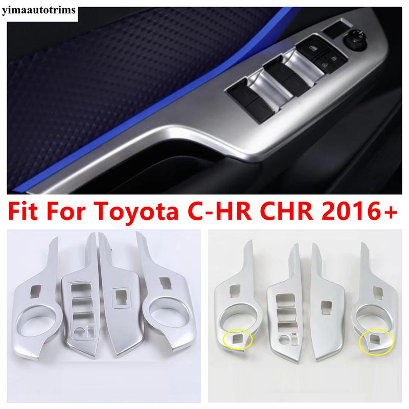 Armrest Window Glass Lift Button Panel Switch Frame Decoration Cover Trim For Toyota C-HR CHR 2016 - Accessiories Interior