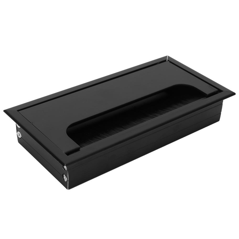 new Aluminum Alloy Wire Hole Cover Black Color Rectangular Cable Hole Cover Dustproof Desk Cord Hole Cover Home Office