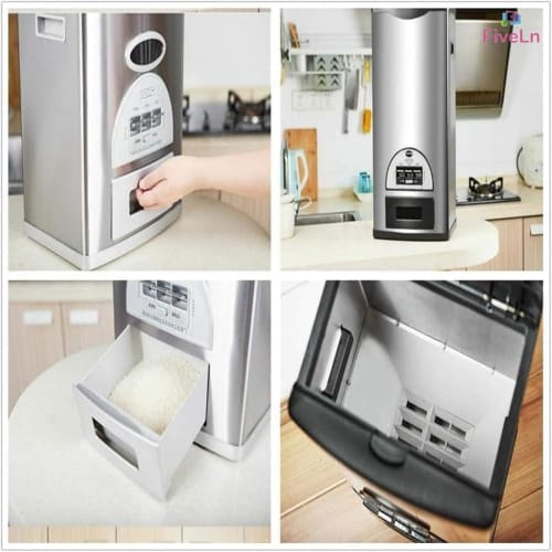 FiveLn Stainless Steel Airtight Rice Container/Barrel for Home Storage, 10kg/15kg/20kg/25kg/30kg Capacity (10kg)