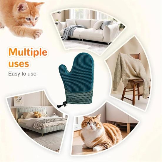 Перчатка для удаления шерсти домашних животных, двусторонняя, многоразовая, для удаления шерсти с одежды, мебели, ковров, силиконовая, для кошек, собак, для купания, массажа, линьки