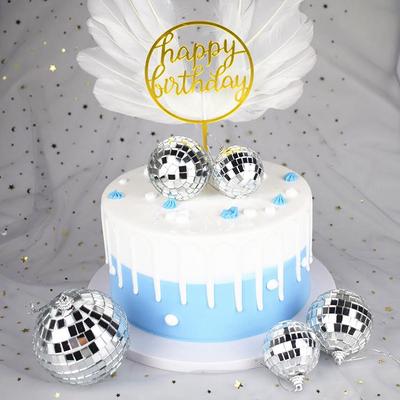 Зеркальный шар Кружевные Стеклянные Украшения для Украшения Торта на День Рождения и Кондитерских Композиций