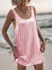 Sequin U Neck Sleeveless Loose Dress With High Waist For Casual And Party Wear