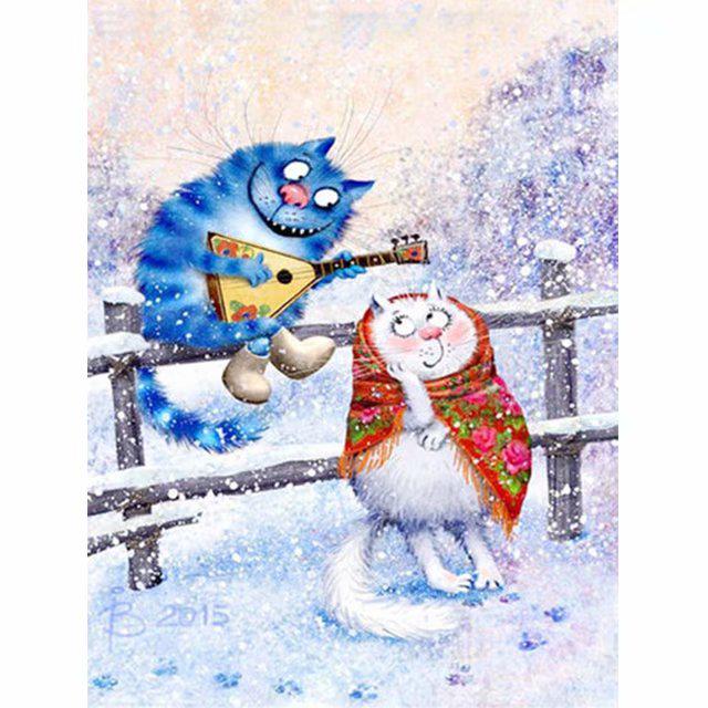 5D DIY комплект алмазной живописи животные синий кот полный круглый алмаз вышивка крестиком Алмазная мозаика домашний декор искусство