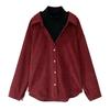 Women Corduroy Shirt Lapel Long Sleeve Single-Breasted Shirt Tops Bottoms Tops Layer Wear Commuter Style Shirt