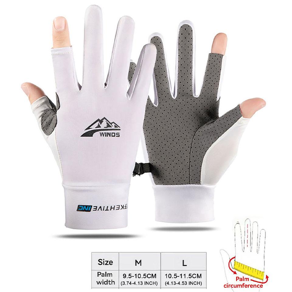 1Pair Summer Ice silk Gloves Breathable Quick Drying Thin Two-finger Gloves Outdoor Cycling Driving Non-slip Sun Fishing