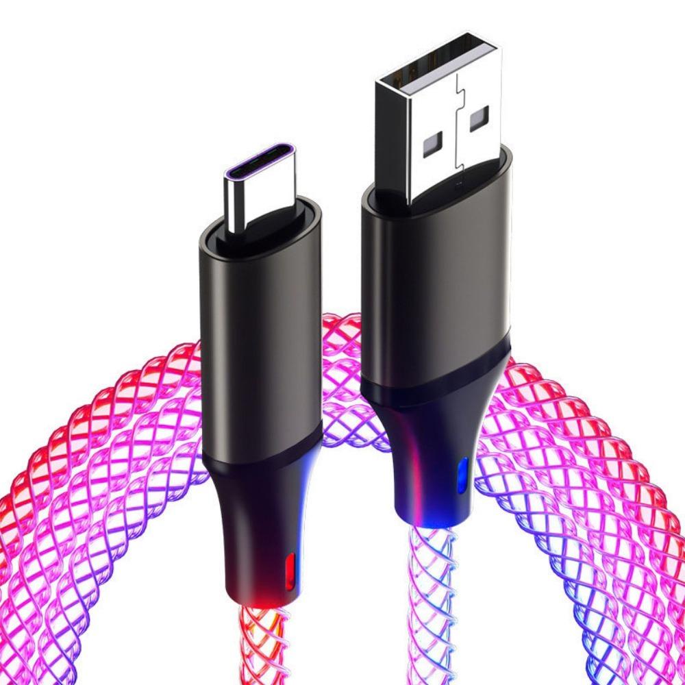 Type C RGB Color Light PD Cable PD 66W Corlorful Charging Cable Corlorful RGB USB Cable
