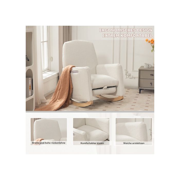 Fauteuil à bascule - MUVOE - Lounge - Tissu en laine - Repose-pieds - Design élégant