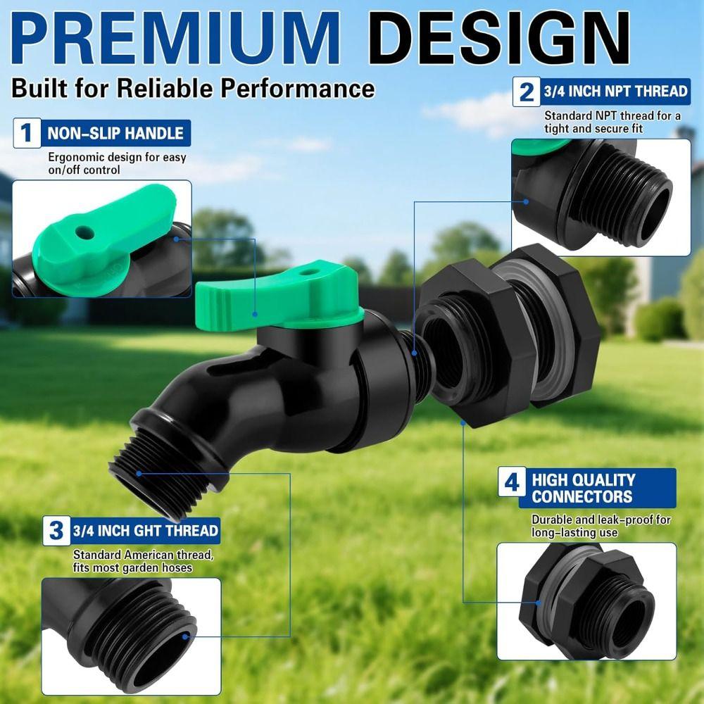 Downspout Collector Rain Barrel Spigot 3/4 GHT Thread Rain Barrel Kit Outdoor Garden