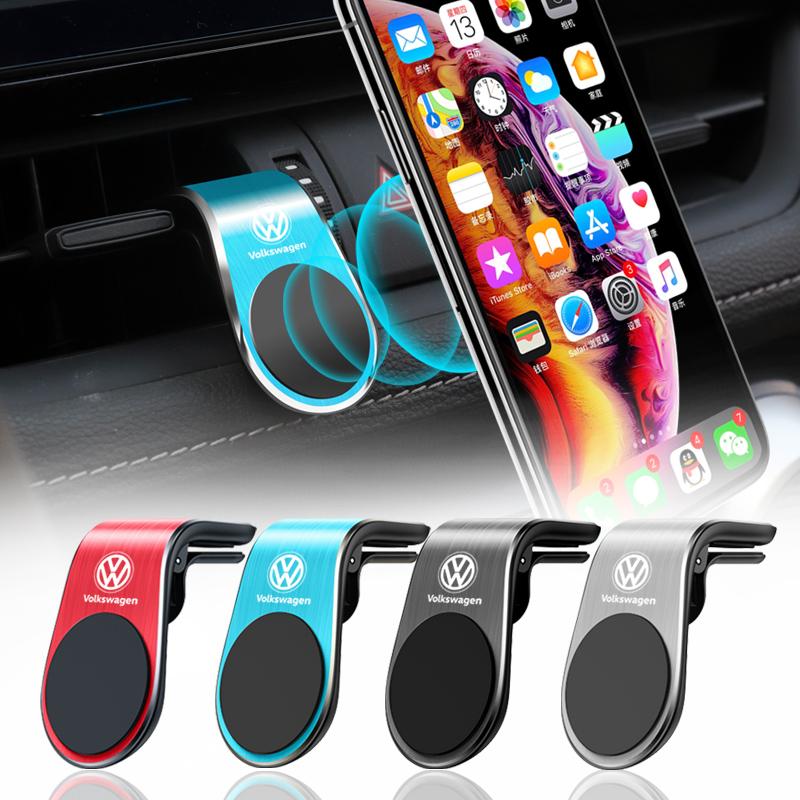 Metal Magnetic Car Phone Holder Auto Logos For Volkswagen Jetta Golf Passat Polo Tiguan Arteon Touareg Taigo Caddy Magotan T-ROC