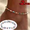 1/2pcs New Simple Bohemian Beach Anklet Retro Colorful Eye Anklet Footchain Jewellery
