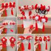 Red Mascot Dragon Horn Red Hairpin Velvet Tassel Bow Hairpin Cute New Year Hairpin Children