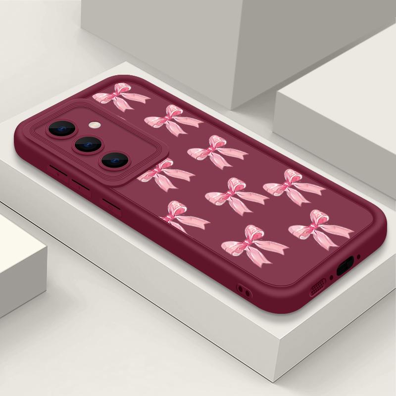 Bowknot Pattern Shockproof Shell Case For Samsung S25 Plus S24 FE S23 Ultra S22 A56 A36 A16 A15 A55 A35 TPU Soft Lens Protection Matte Phone Cover