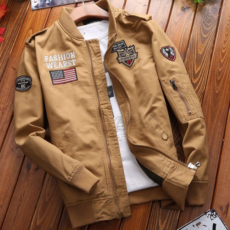 Spring and Autumn Large Size Loose Military Jacket Casual Youth Tooling Cotton Thin Jacket Baseball Jacket Men