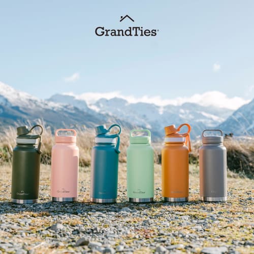 GRANDTIES Premium Vacuum Insulated Stainless Steel Wide Mouth Water Bottle, 946ml, Available in 9 Colors, Includes Two Lids, Easy-to-Clean Large Openi