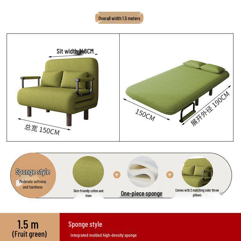 Compact Folding Sofa Bed for Small Apartments - Dual-Use Economy Single/Double Lazy Sofa