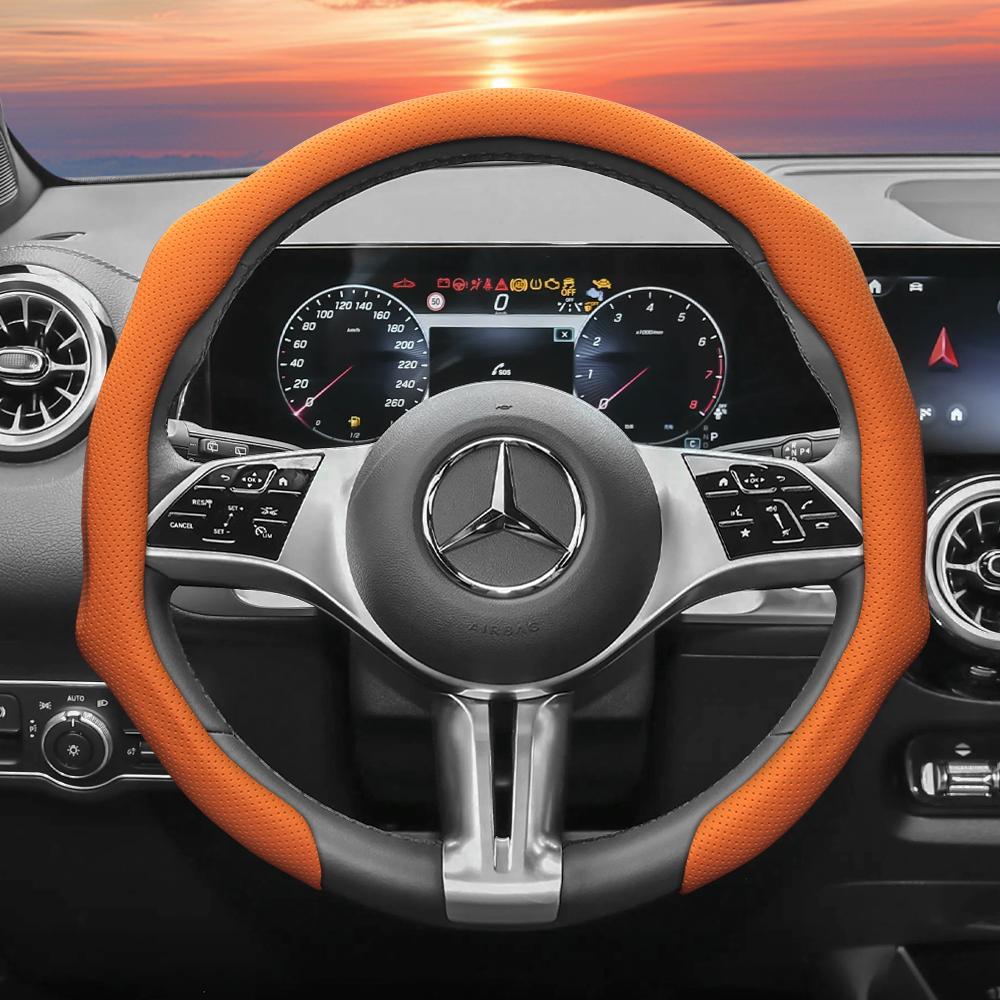 Подходит для Mercedes-Benz, Чехол на руль из перфорированной кожи, Нескользящий, Впитывающий пот, Дышащий, Интегрированный защитный чехол V g S a E C Cla