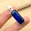 Blue Sapphire Lab-Created Gemstone Handmade 925 Solid Sterling Silver Jewelry Pendant