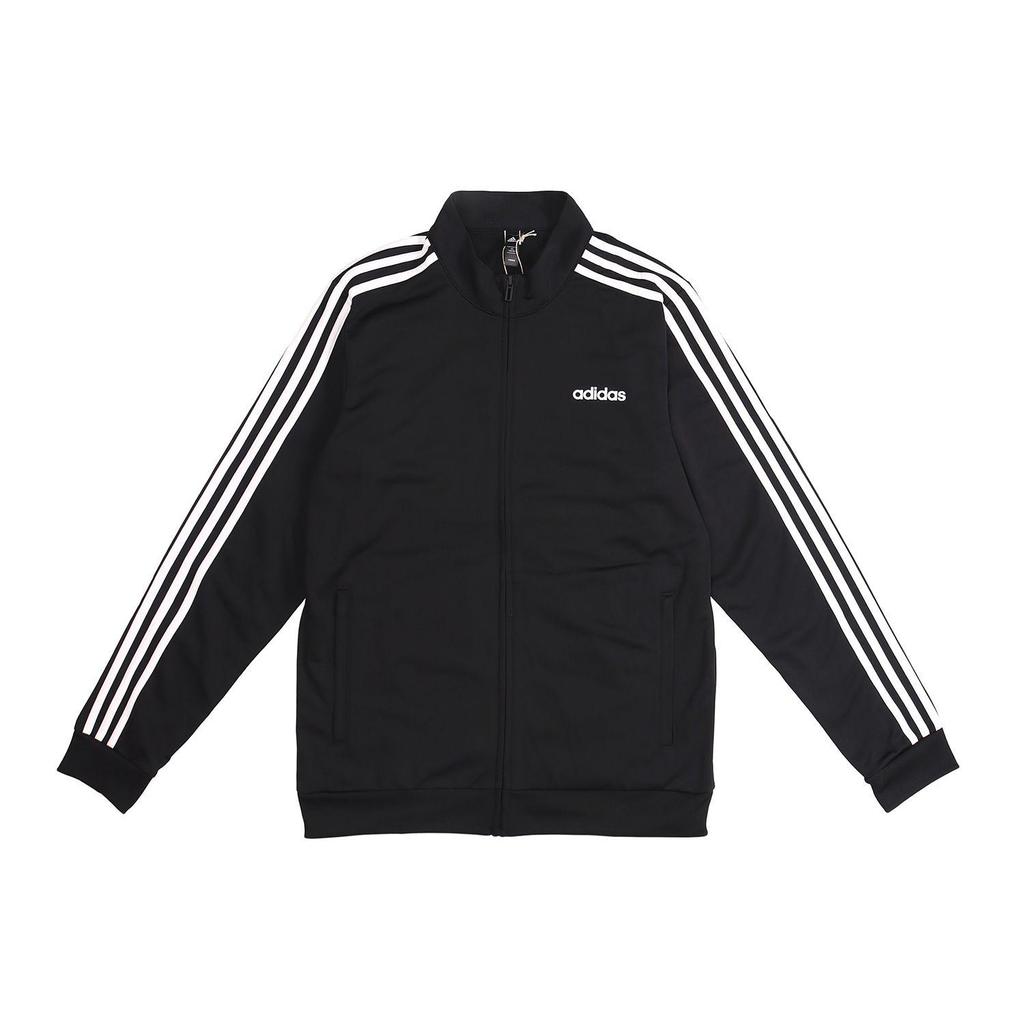 adidas Мужская спортивная куртка Essentials с 3 полосками, трикотажная, regular fit, на молнии, черная с белым DQ3070