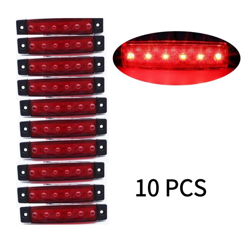 2/10 шт., универсальные 12 В/24 В, 6 светодиодных боковых габаритных фонарей для автомобиля, фонари для грузовика, прицепа, задние сигнальные лампы, автосигнальные стоп-сигналы